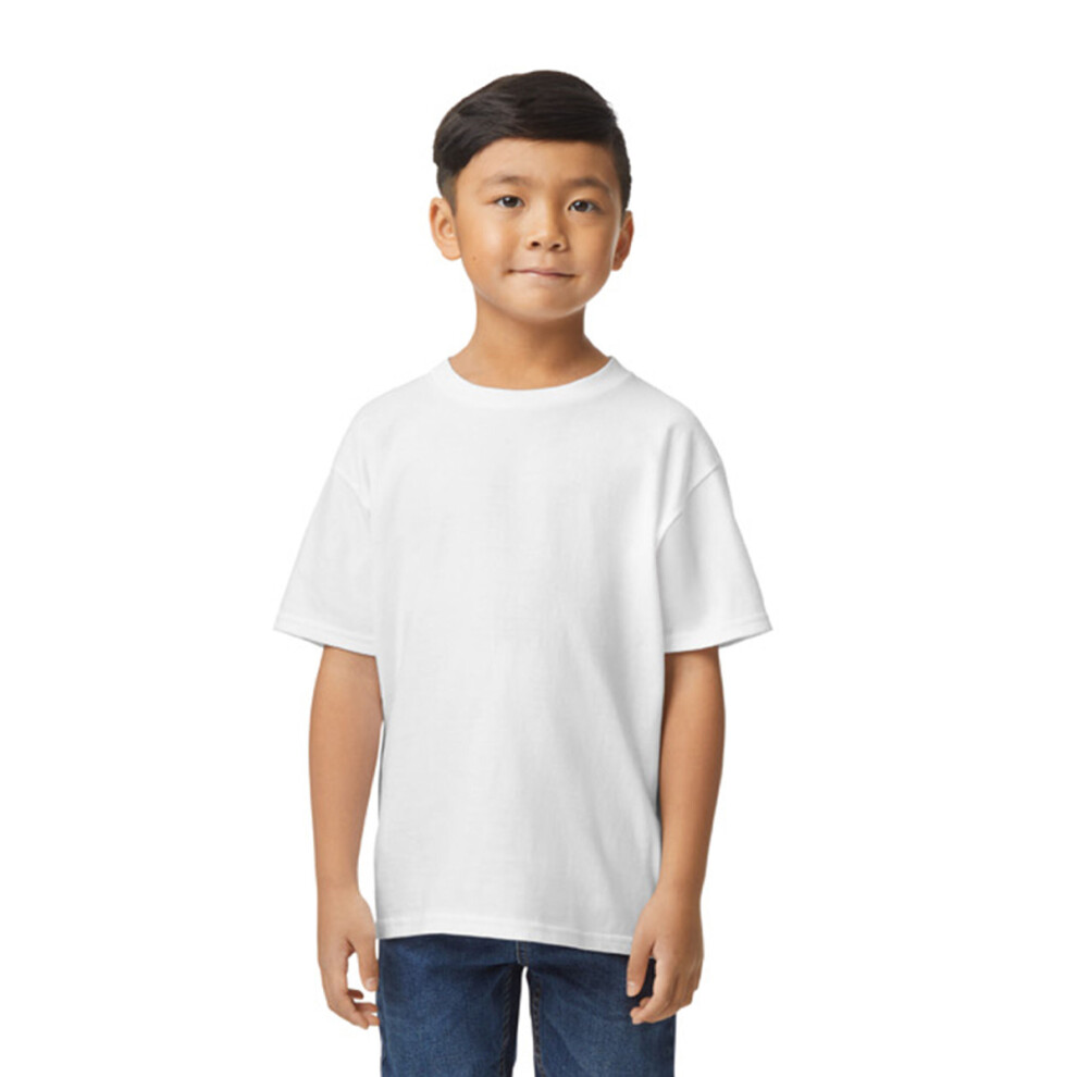 Gildan (L, White) Childrens/Kids Softstyle Plain Midweight T-Shirt