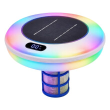 Solar Powered Pool Ionizer with Temperature Display LED Floating Pool Cleaner for Above Ground & Inground Pools