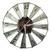 Windmill Distressed Wall Clocks Rustic Large Decorative Clock Oversized Farmhouse Decor,Non Ticking
