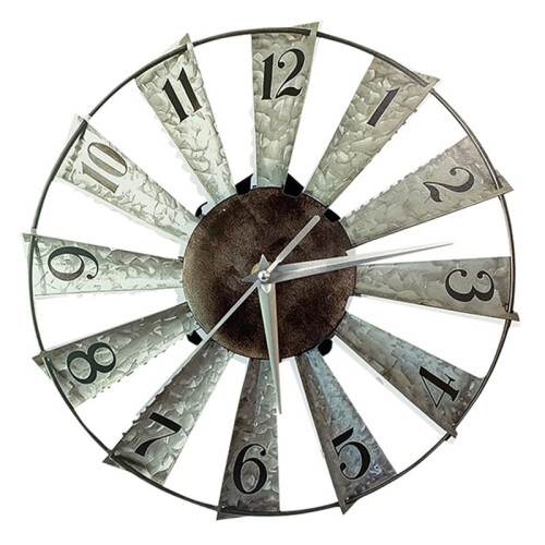 Windmill Distressed Wall Clocks Rustic Large Decorative Clock Oversized Farmhouse Decor,Non Ticking