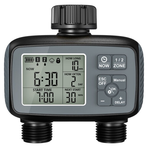 Sprinkler Timer 2 Zone Programmable Water Timer for Garden Hose Automatic Irrigation System for Yard Lawn