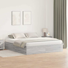 vidaXL Storage Bed Frame Grey Sonoma 200 x 200 cm Engineered Wood