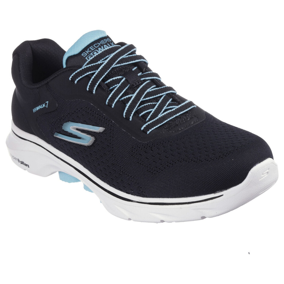 Skechers (8 Uk, Black/Turquoise) Womens/Ladies Go Walk 7 - Cosmic Waves Trainers