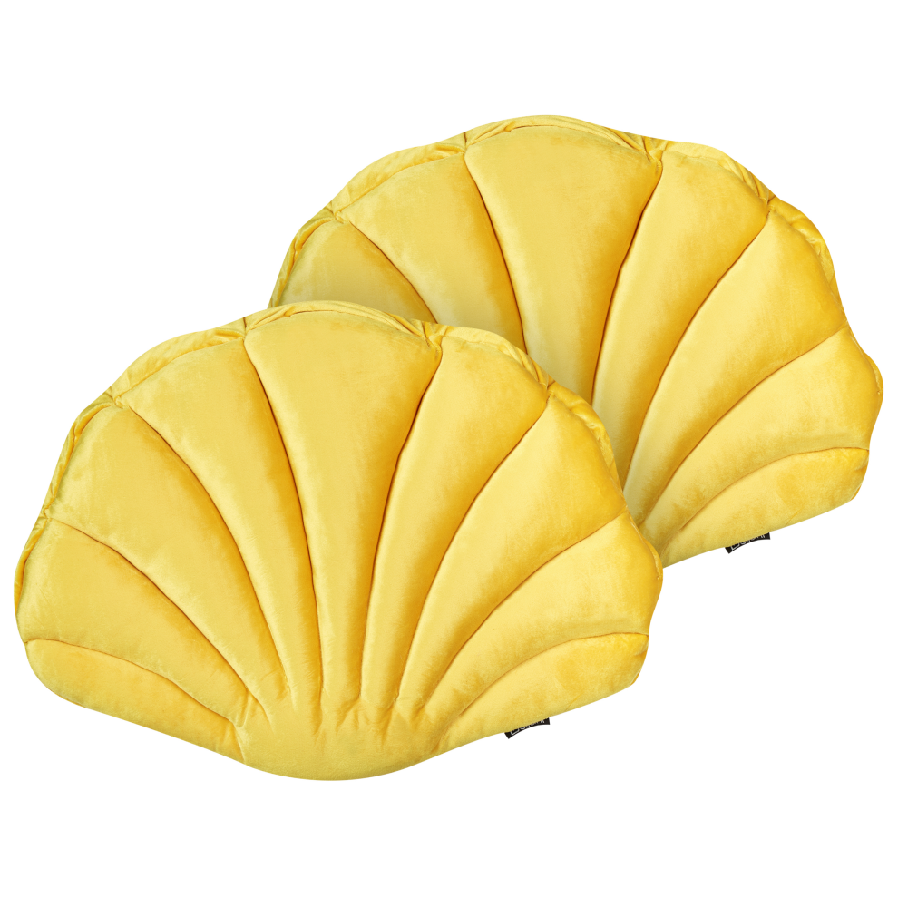 Beliani Set Of 2 Decorative Cushions Consolida Velvet 47 X 35 Cm Yellow Solid