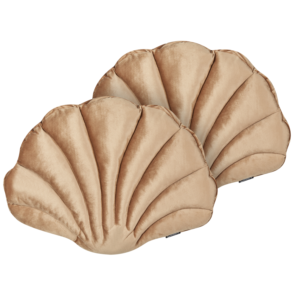 Beliani Set Of 2 Decorative Cushions Consolida Velvet 47 X 35 Cm Sand Beige Solid