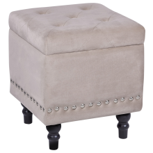 Storage Pouffe LORETTO Velvet Beige