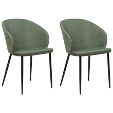 Set of 2 Dining Chairs MASON Fabric Dark Green