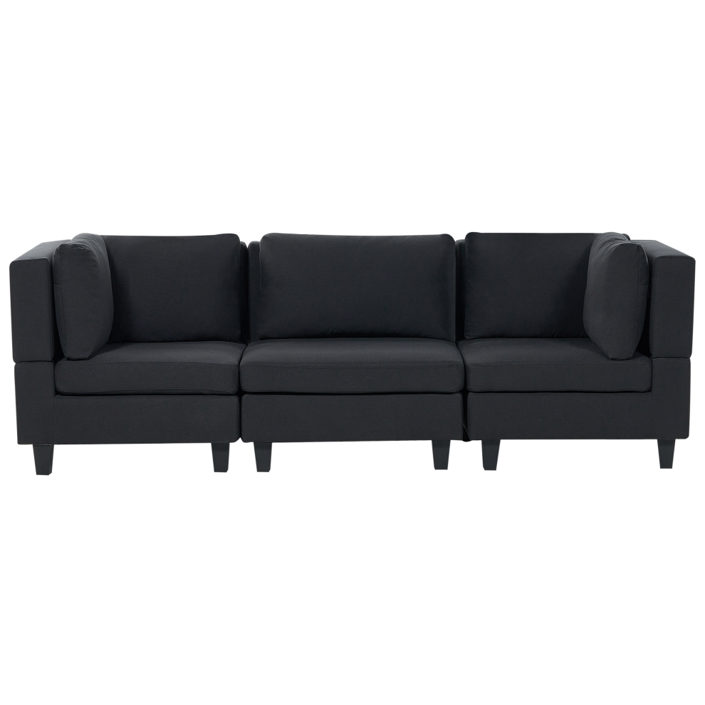Beliani Modular Sofa 3 Seater Unstad Black Fabric