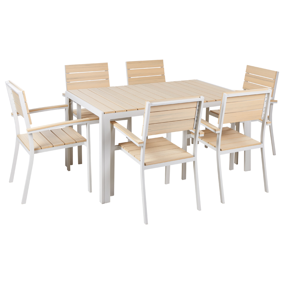 Beliani Garden Dining Set 6 Seater Como Beige