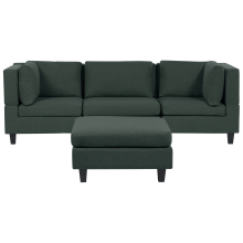 UNSTAD 3 Seater Modular Sofa Dark Green Fabric with Ottoman