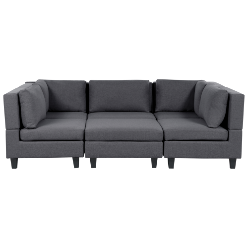 Beliani Modular U-Shape Sofa 5 Seater UNSTAD Dark Grey Fabric with Ottoman