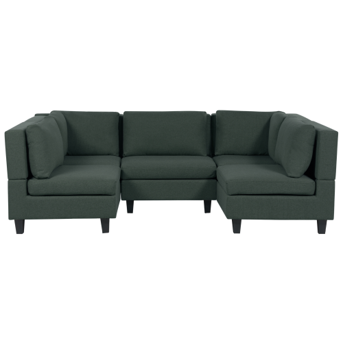 Beliani Modular U-Shape Sofa 5 Seater UNSTAD Dark Green Fabric