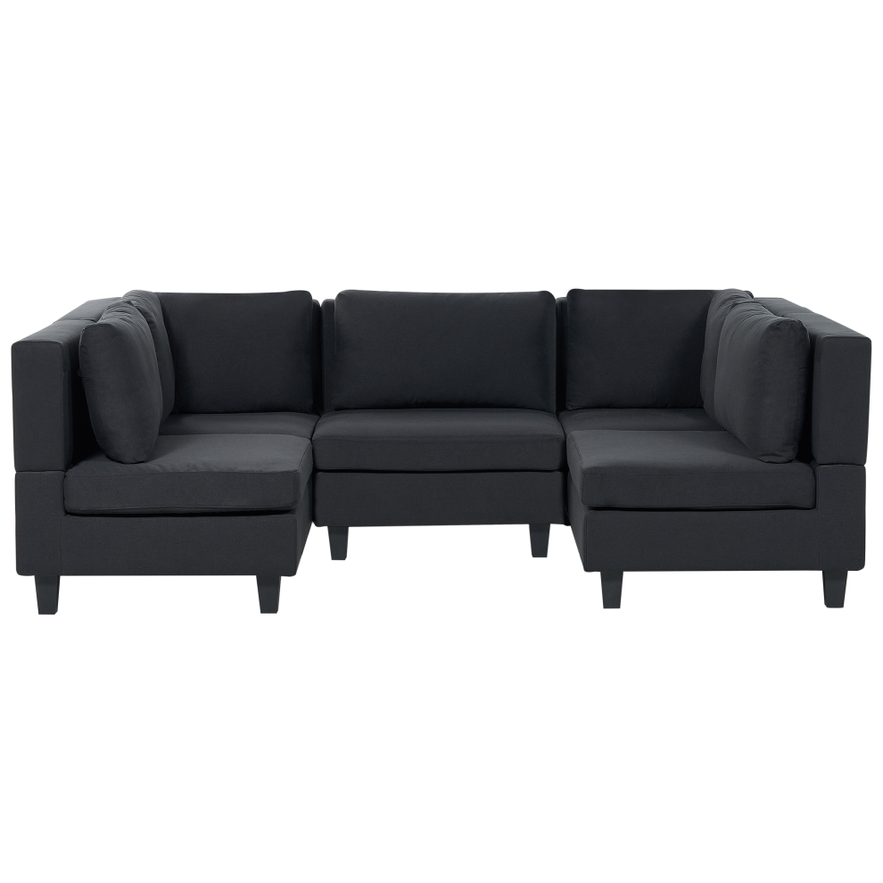 Beliani Modular U-Shape Sofa 5 Seater Unstad Black Fabric