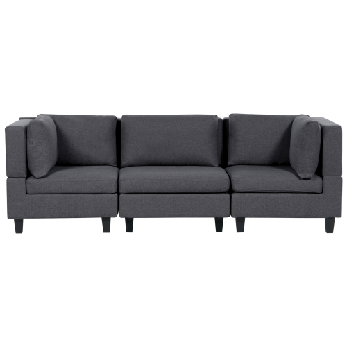 Beliani Modular Sofa 3 Seater UNSTAD Dark Grey Fabric