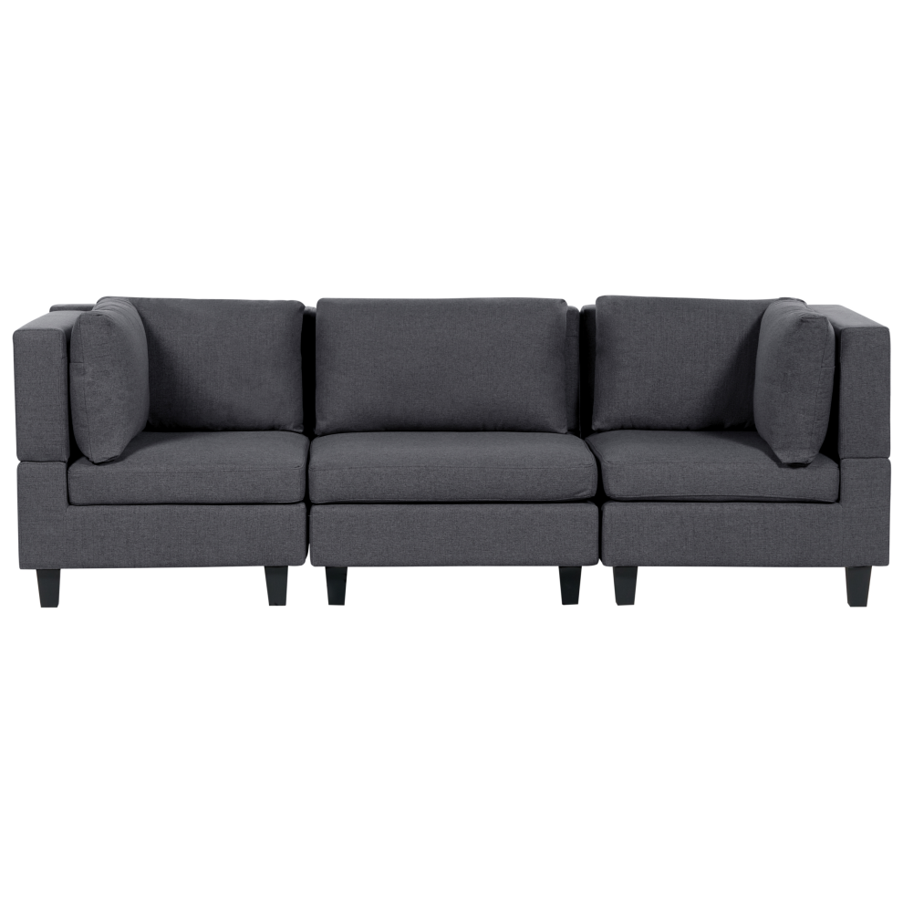 Beliani Modular Sofa 3 Seater Unstad Dark Grey Fabric