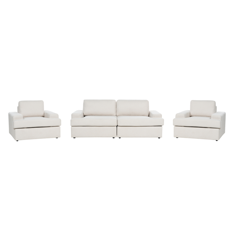 Beliani Living Room Set 5 Seater Alla Fabric Light Beige
