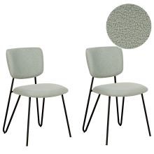Set of 2 Dining Chairs NELKO Boucle Light Green