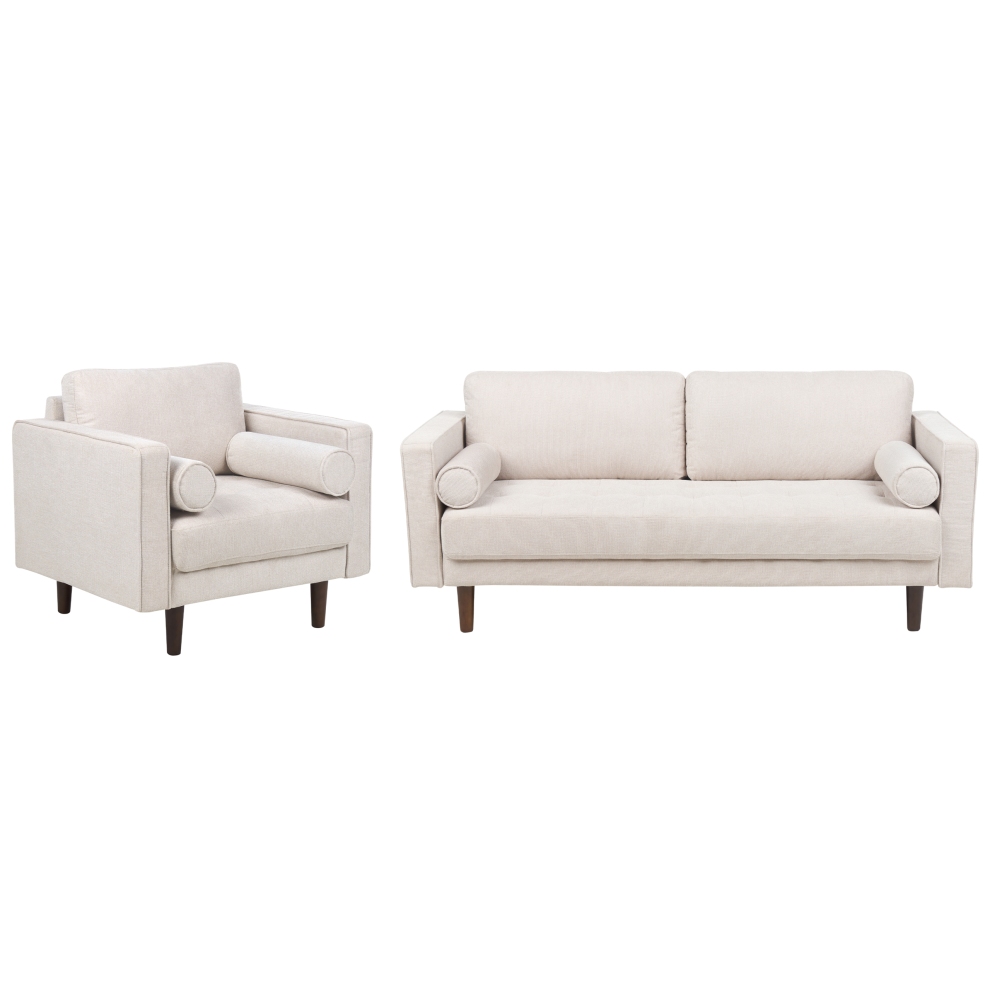 Beliani Living Room Set 4 Seater Nurmo Fabric Light Beige