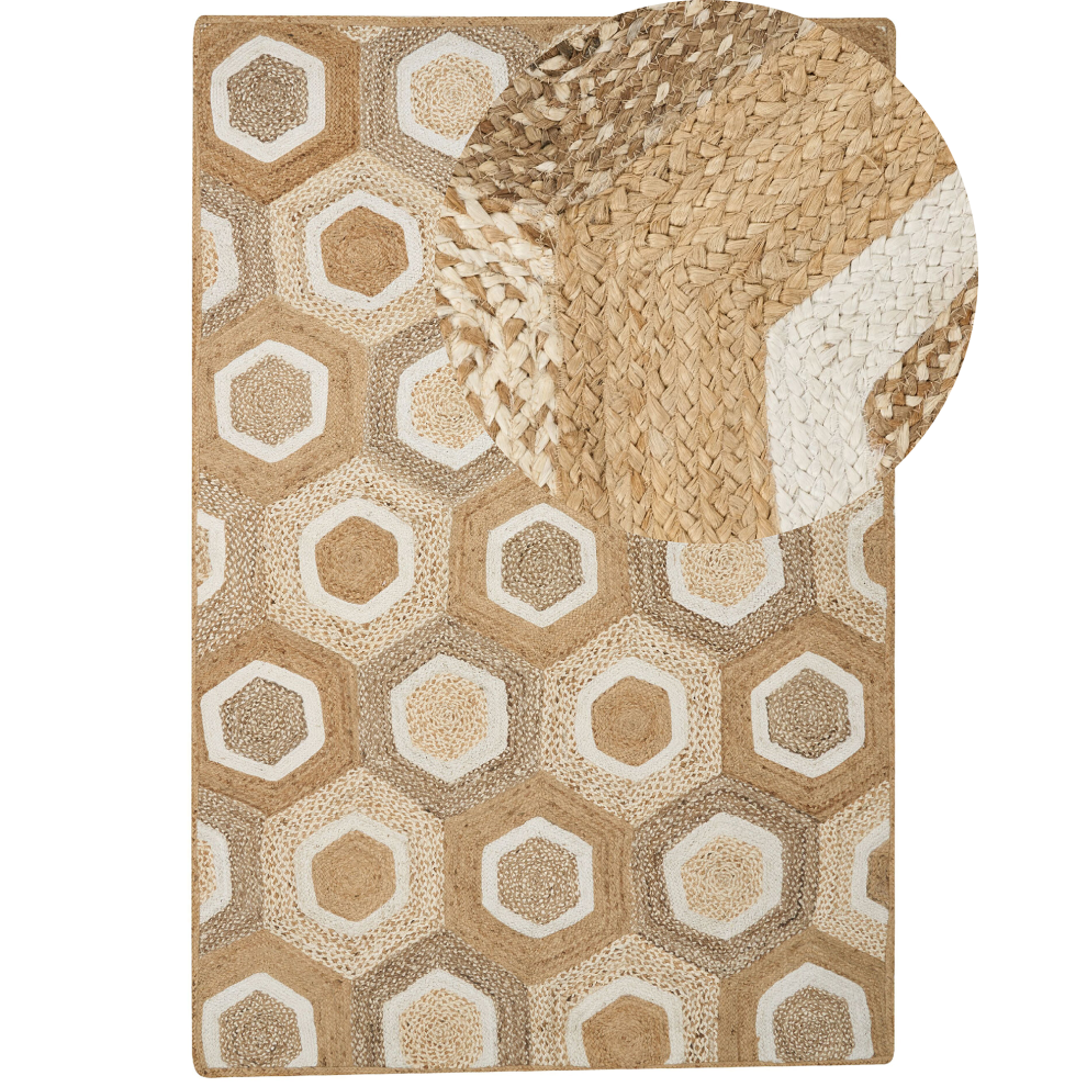 Beliani Rug Basoren Beige 200 X 300 Cm Jute