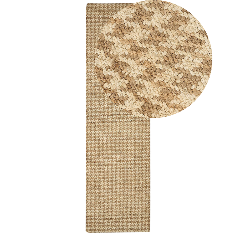 Beliani Rug Araptepe Beige 80 X 300 Cm Jute