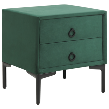 2 Drawer Bedside Table SEZANNE Velvet Dark Green