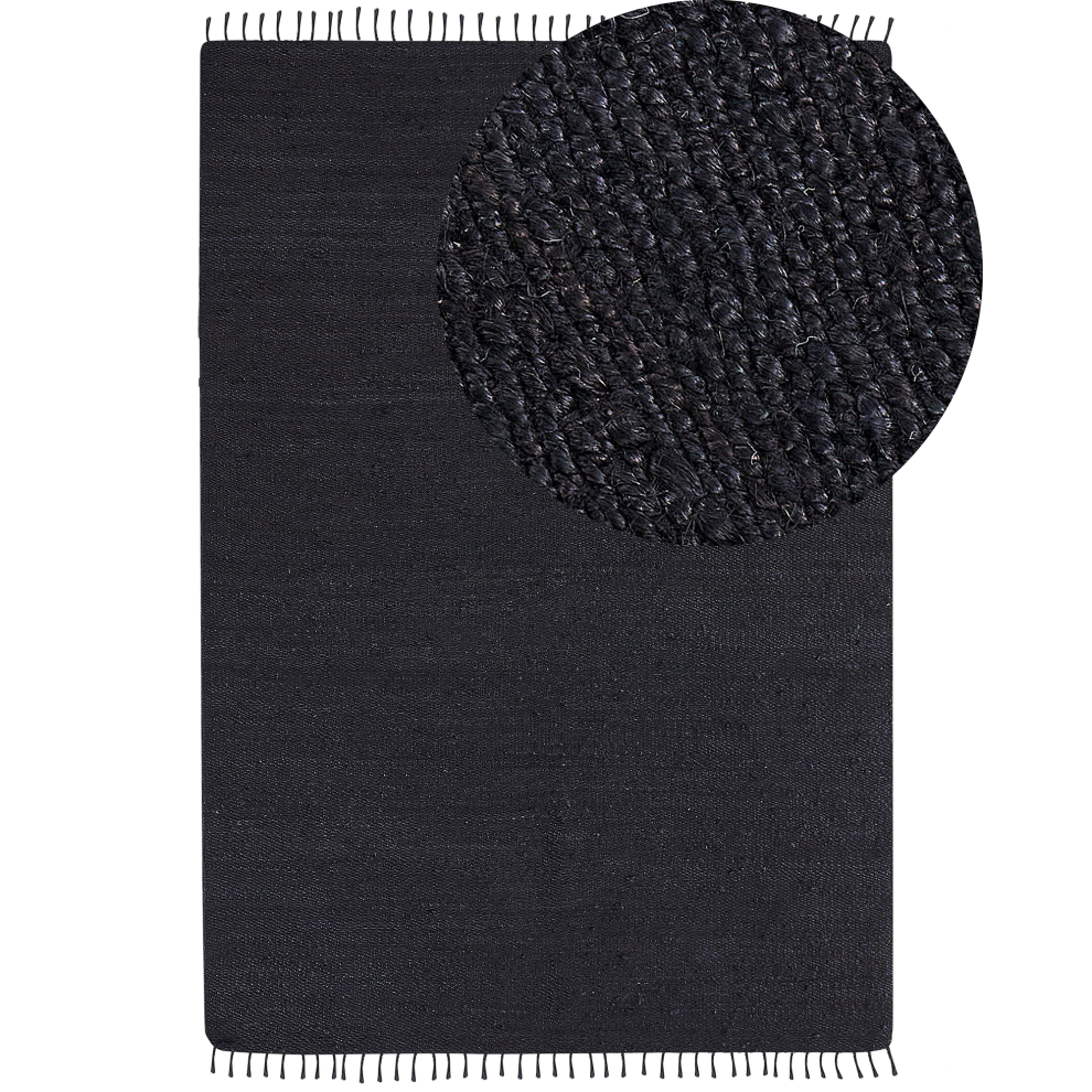Beliani Rug Sinankoy Black 160 X 230 Cm Jute