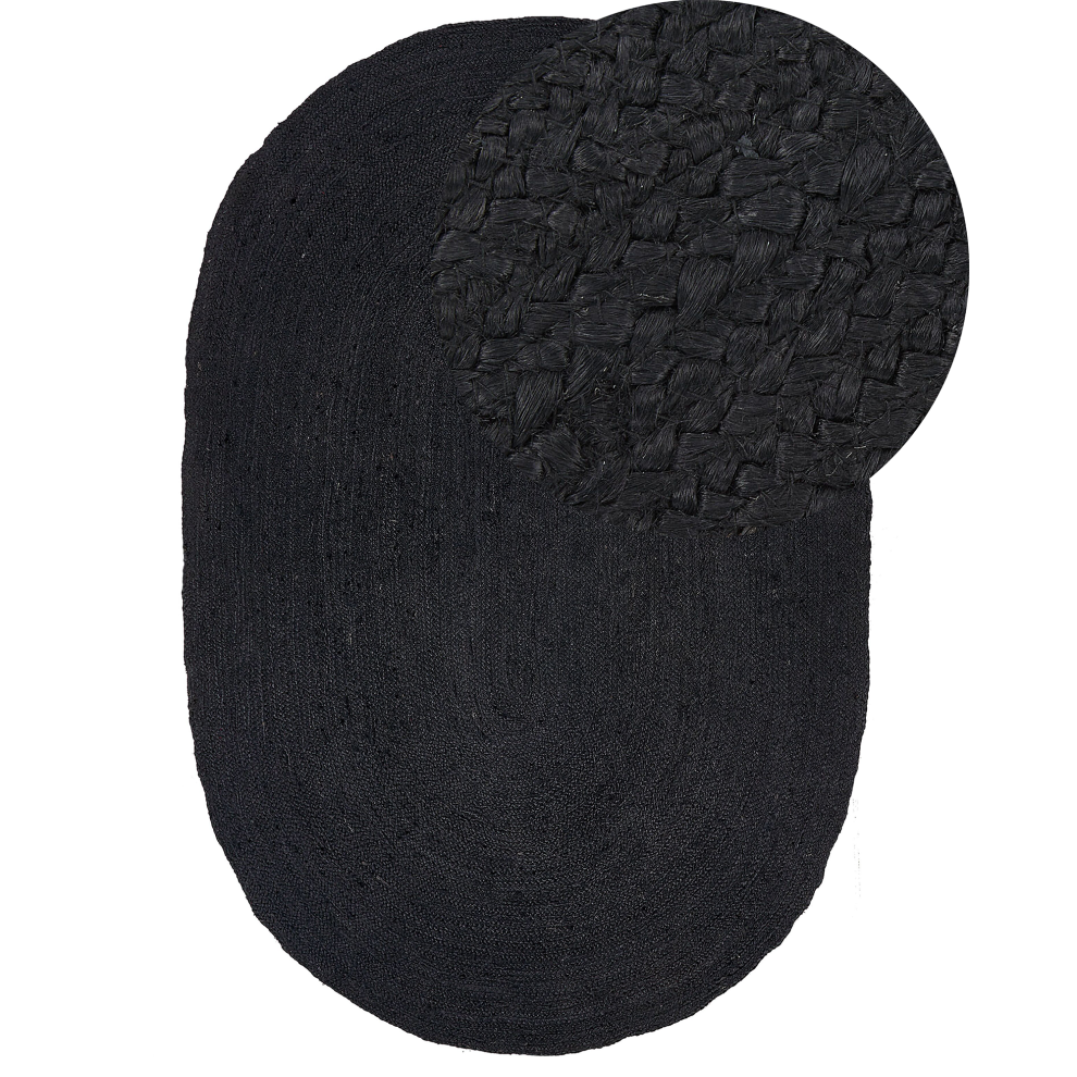 Beliani Rug Demirci Black 160 X 230 Cm Jute