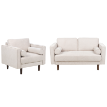 Living Room Set 3 Seater NURMO Fabric Light Beige