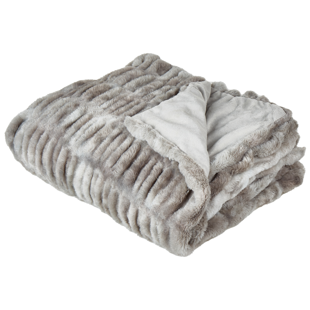 Beliani Bedspread Macodes Faux Fur 150 X 200 Cm Grey