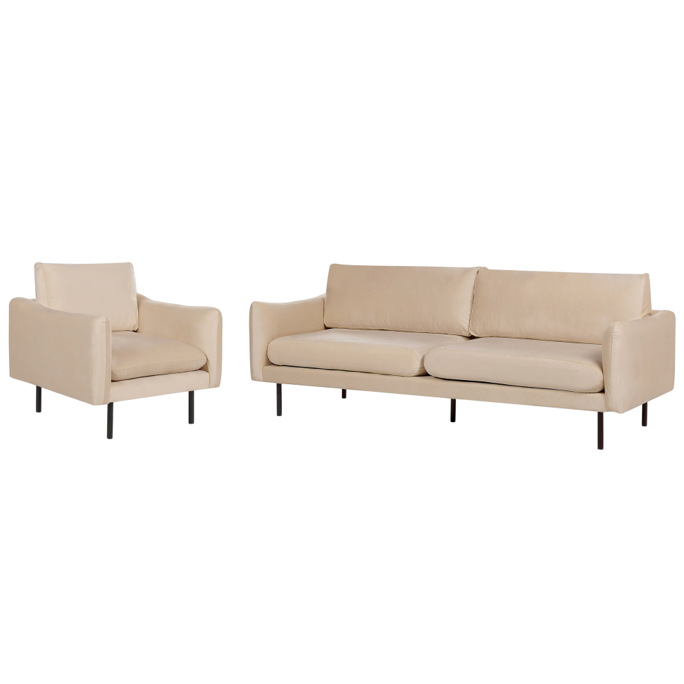 Beliani Living Room Set 4 Seater Vinterbro Velvet Beige
