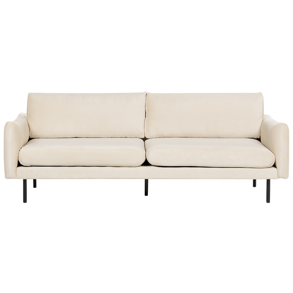 Beliani Sofa 3 Seater Vinterbro Velvet Light Beige