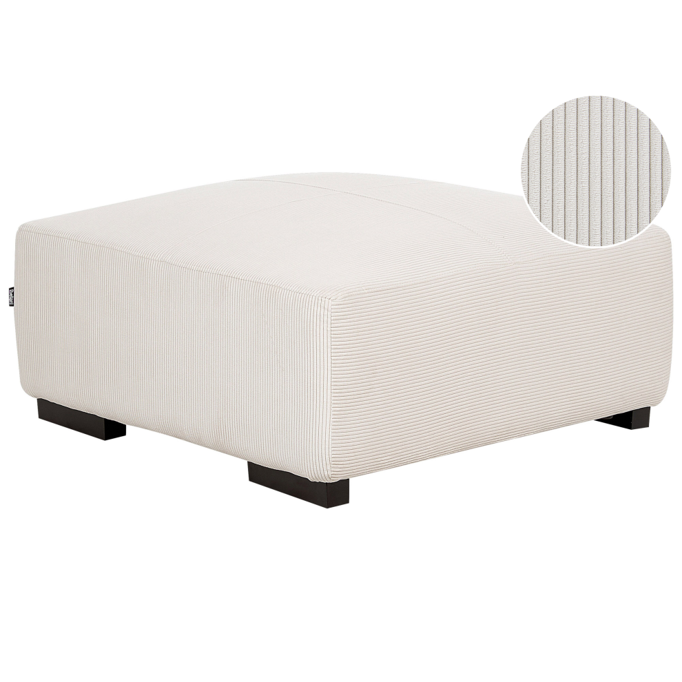 Beliani Ottoman Lungo Corduroy Off-White