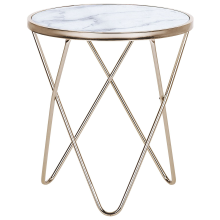 Side Table MERIDIAN Tempered Glass Marble/ Gold