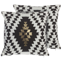 Set of 2 Decorative Cushions COLEUS Cotton 45 x 45 cm Black Geometric Pattern