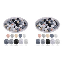 200Pcs Round and Hexagon Silicone Beads, Silicone Beads Bulk Making Kit for Keychain Jewelry DIY Crafts Making