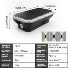 2PCS Solar Fence Lights Outdoor 3-Color Temperature Wall Lighting with Dual Focused LED Down for Backyard Patio Porch