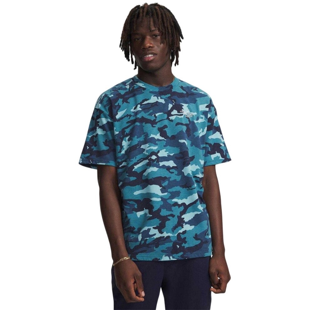 Under Armour (M, Blue/White) Mens Heavyweight T-Shirt