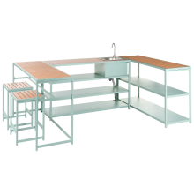Outdoor Kitchen Set with Sink AVETRANA Light Green Metal