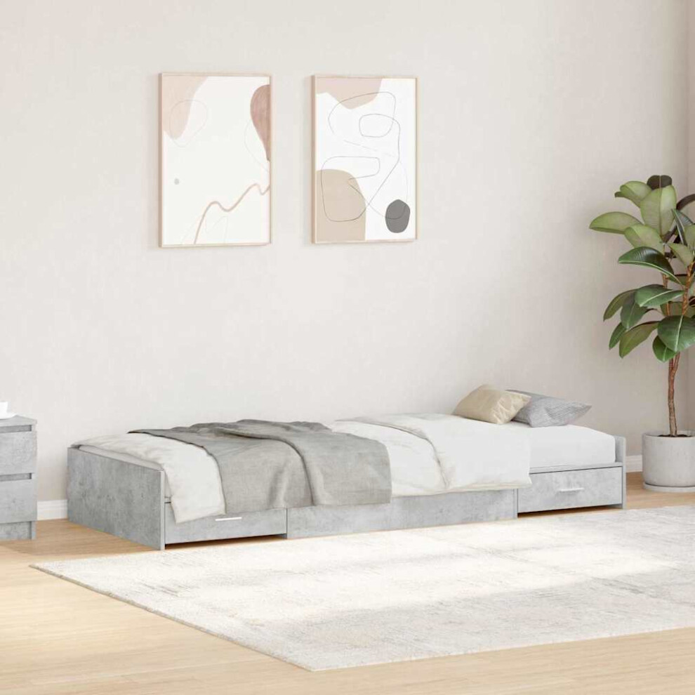 Vidaxl Bed Frame With Drawer Concrete Grey 90 X 200 Cm Engineered Wood