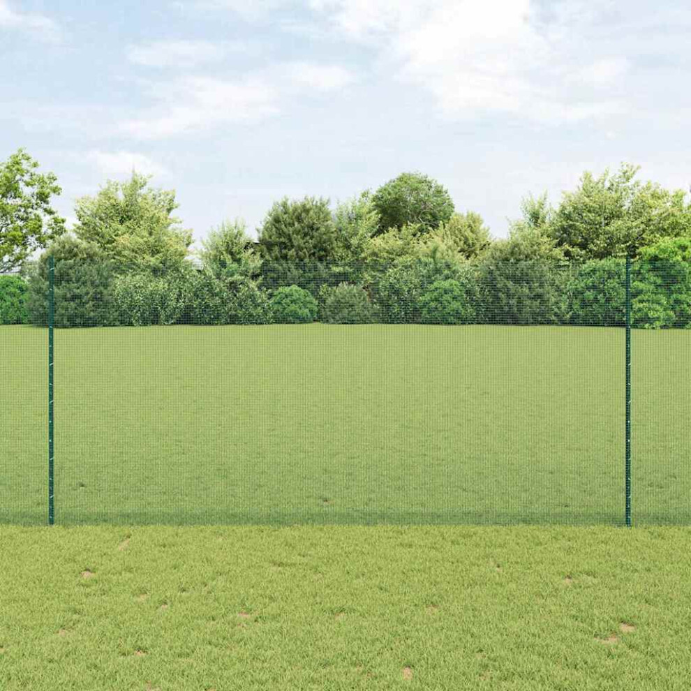 Vidaxl Welded Wire Fence With Post 10 X 1.4 M Pvc-Coated Steel Green