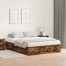 vidaXL Storage Bed Frame Smoked Oak 150 x 200 cm Engineered Wood