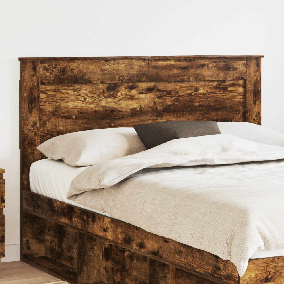 Vidaxl Headboard With Headboard Smoked Oak 160 Cm Engineered Wood