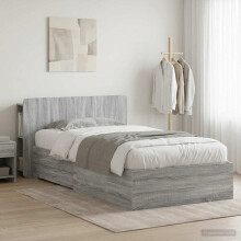 vidaXL Bed Frame with Storage Grey Sonoma 80 x 200 cm Engineered Wood