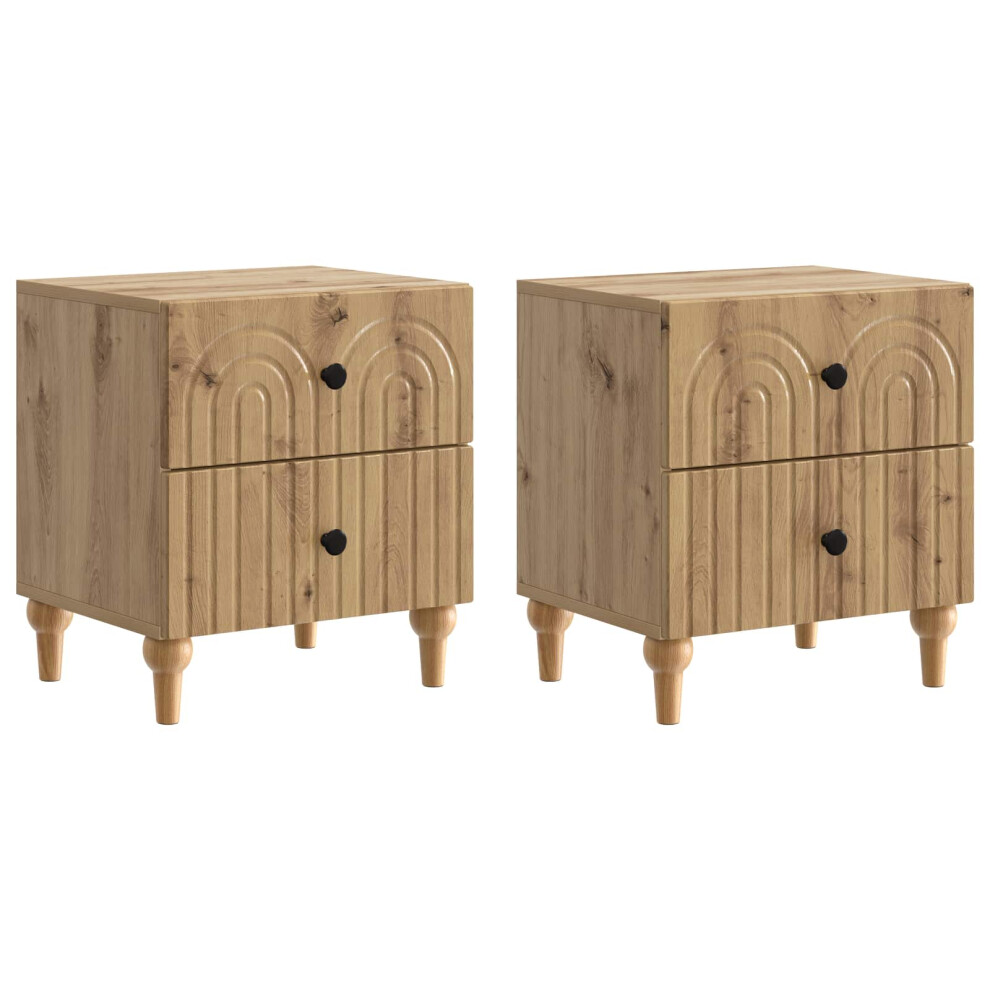 Vidaxl Bedside Cabinet With Drawer 2 Pcs Artisan Oak 43 X 34.5 X 48 Cm