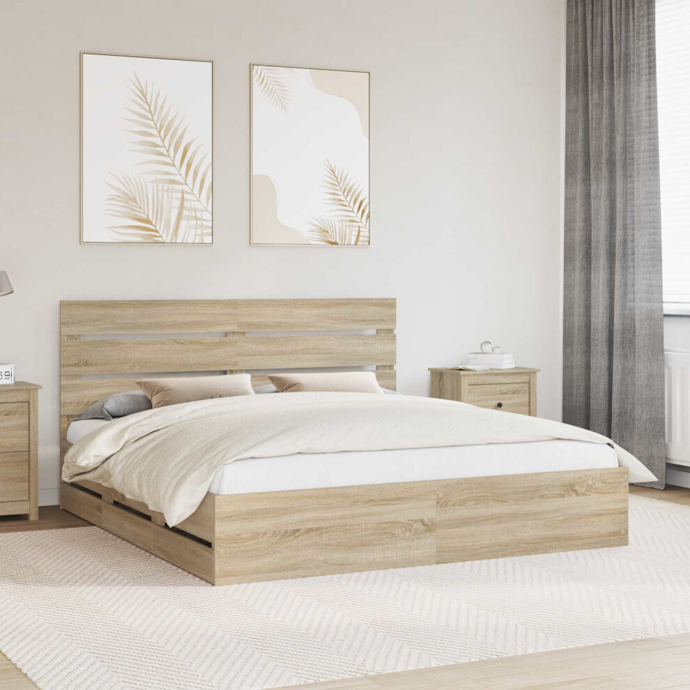 Vidaxl Bed Frame With Drawer Sonoma Oak 200 X 200 Cm Engineer Wood