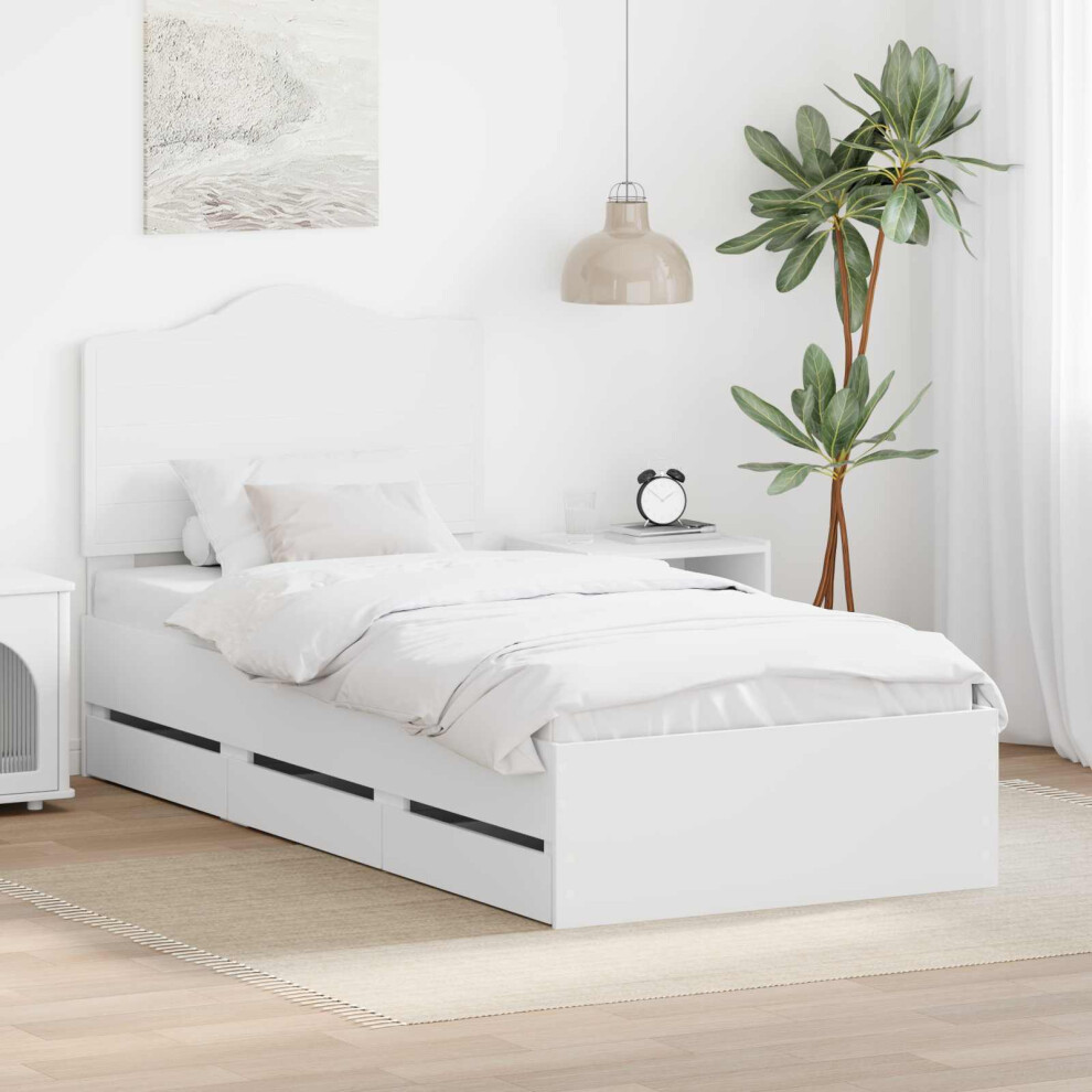 Vidaxl Bed Frame With Drawer White 90 X 200 Cm Engineer Wood