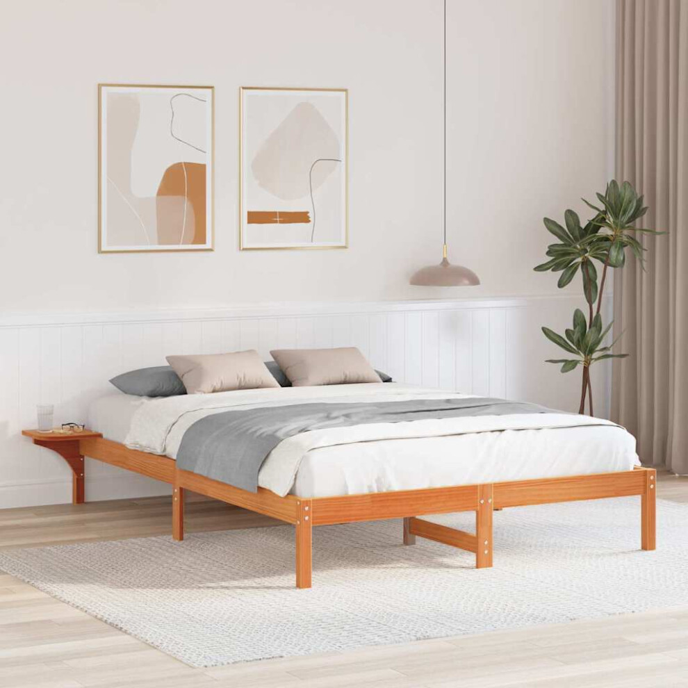 Vidaxl Bed Frame Wax Brown 150 X 200 Cm Solid Pine Wood