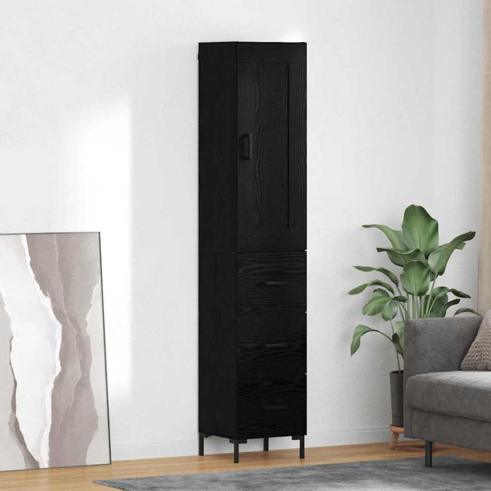 Vidaxl Highboard Black Oak 34.5 X 34 X 180 Cm Engineered Wood