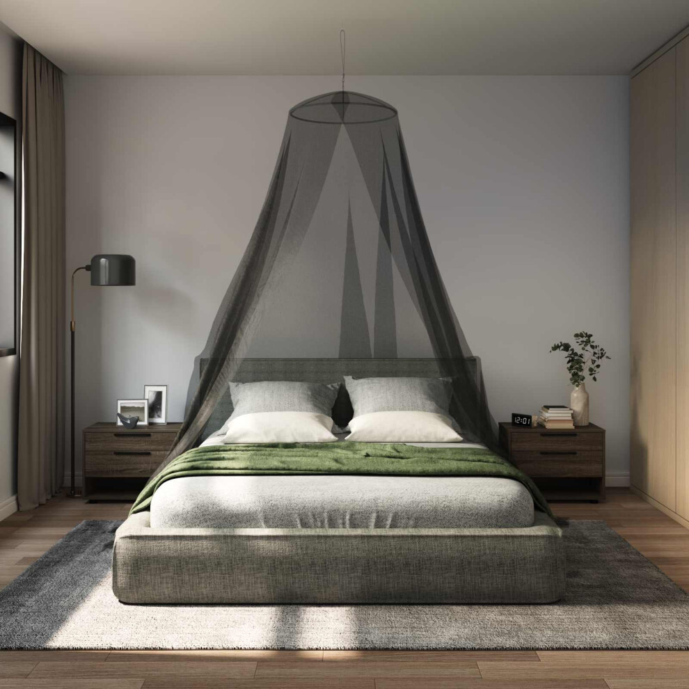 Vidaxl Mosquito Net For Bed 156 Mesh Black Ø56 X 220 Cm Polyester
