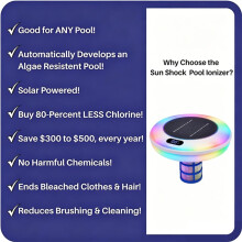 Solar Powered Pool Ionizer with Temperature Display LED Floating Pool Cleaner for Above Ground & Inground Pools